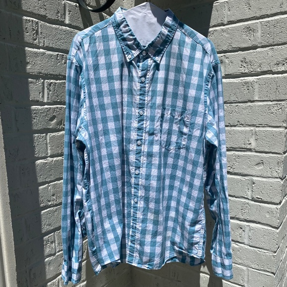 J Crew long sleeve button down shirt blue white check XL - Picture 10 of 14